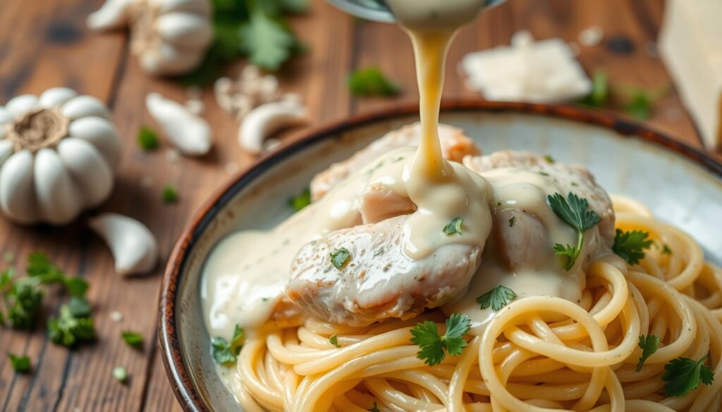 Combining chicken and pasta