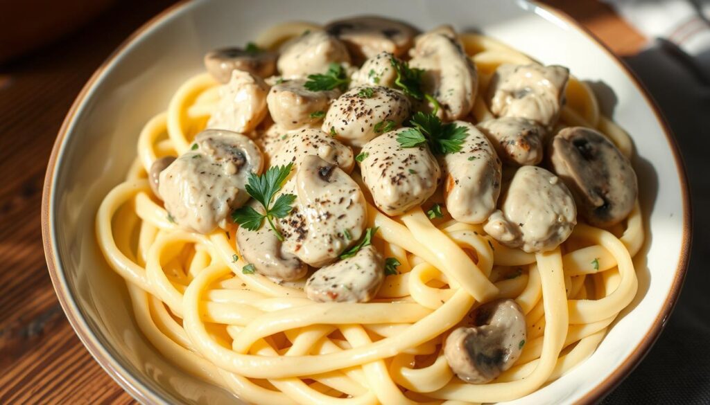 Creamy Chicken Mushroom Pasta Dish