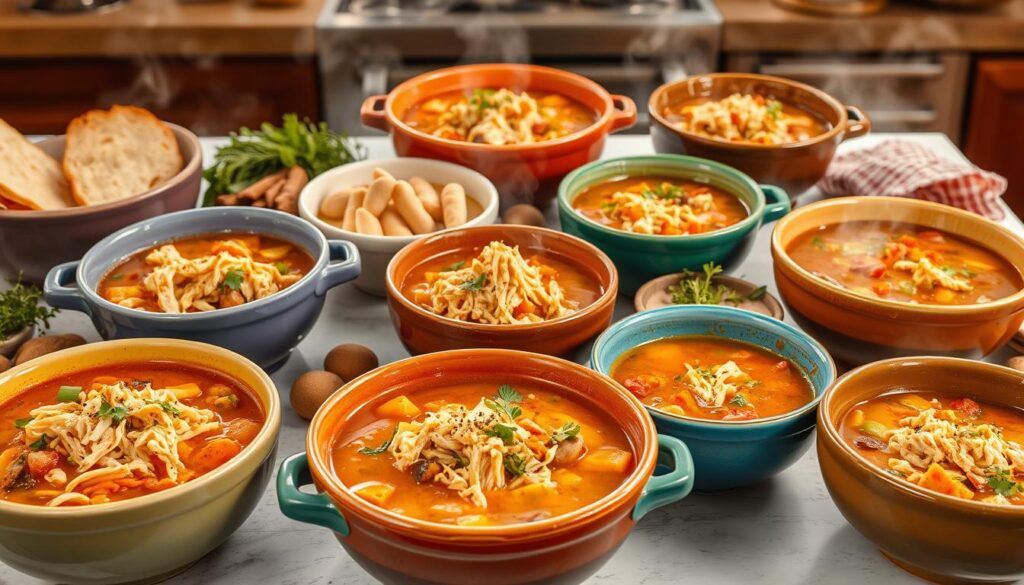 Hearty Shredded Chicken Soup Varieties